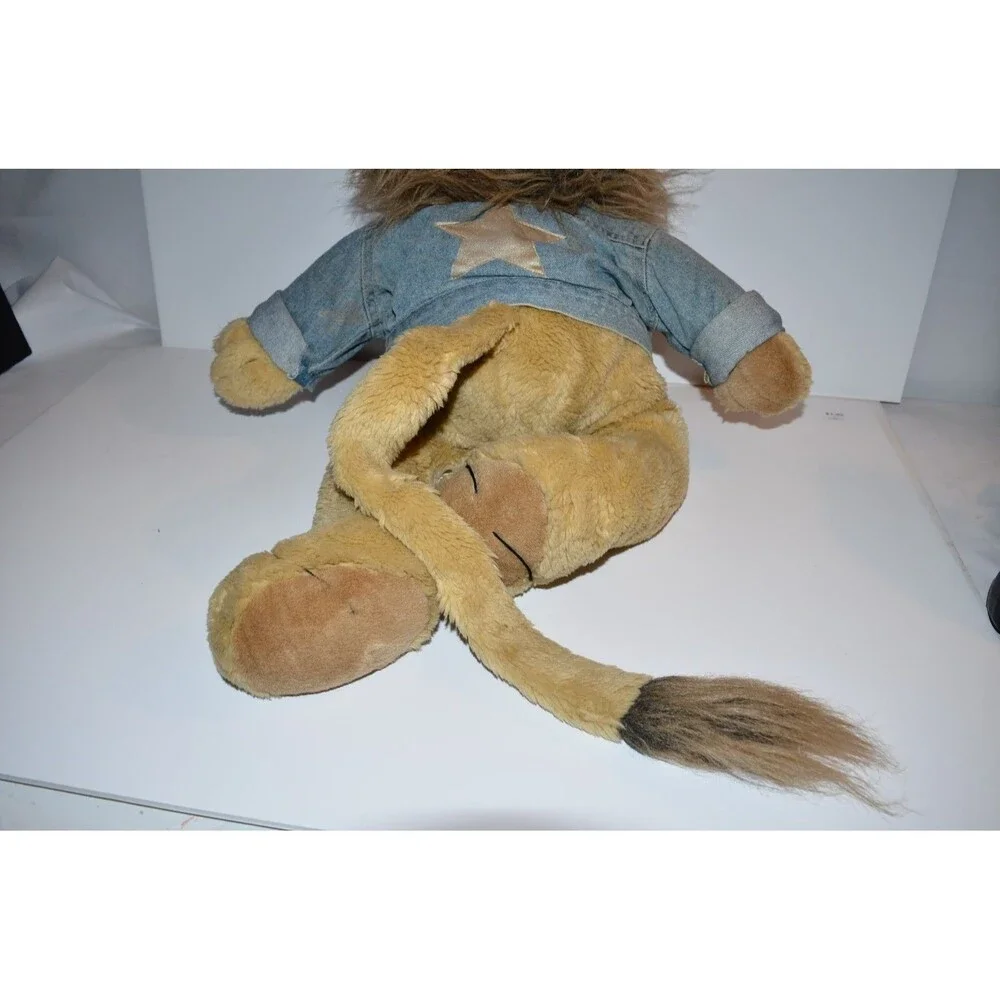 Macys Bullocks Rowland Lion Plush Hand Puppet 26”Denim Jacket Tags Vtg 1994